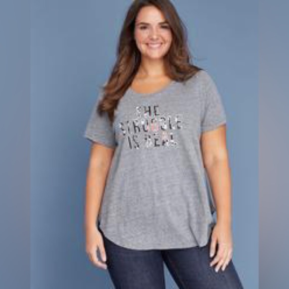 Lane Bryant Size 22/24 “The Struggle Is Real” Graphic Tee
